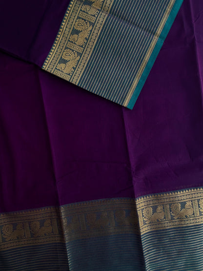 Kanchi cotton saree with zari lines weaves
