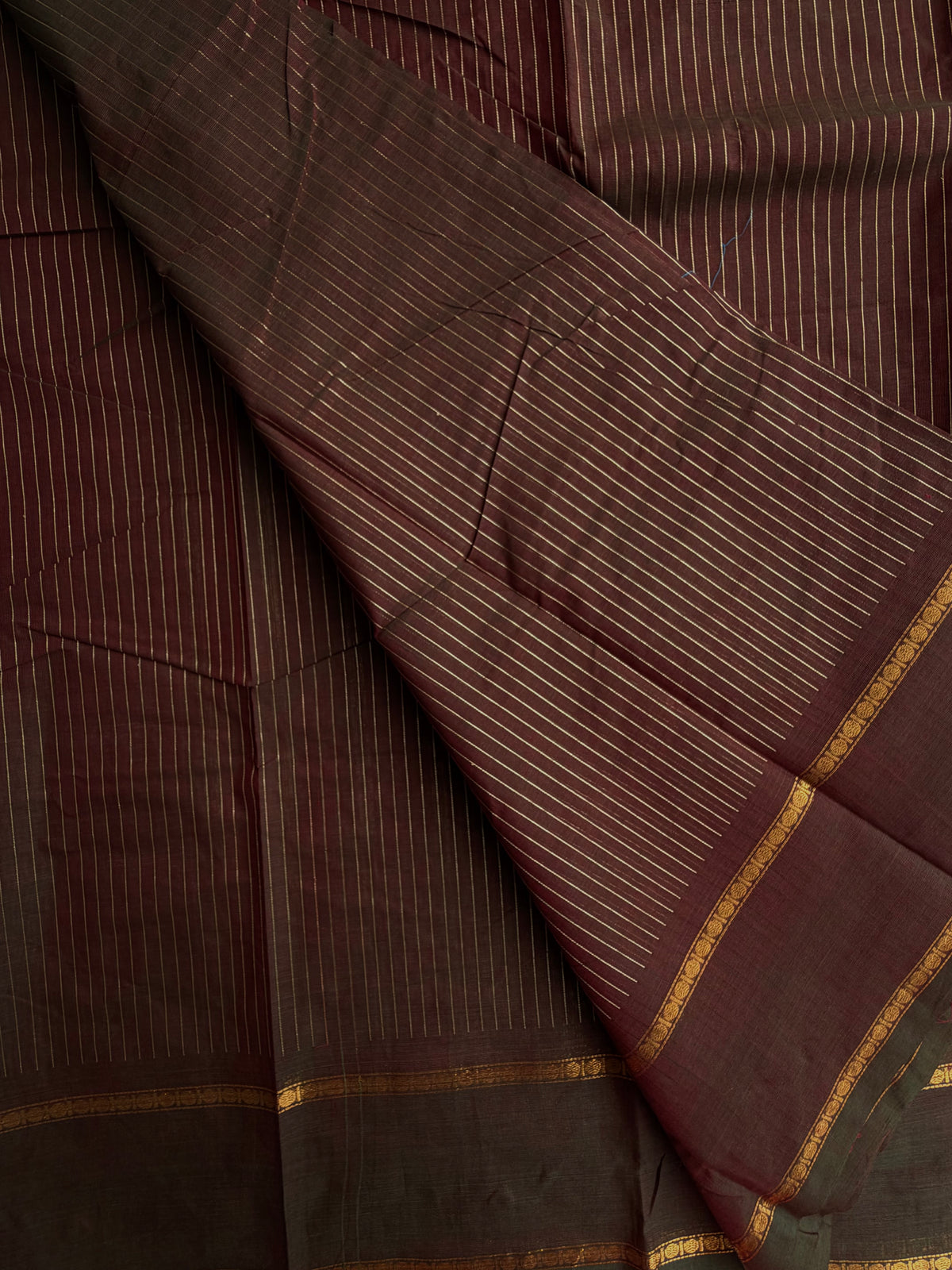 Kanchi cotton saree with vairaoosi weaves dual tone