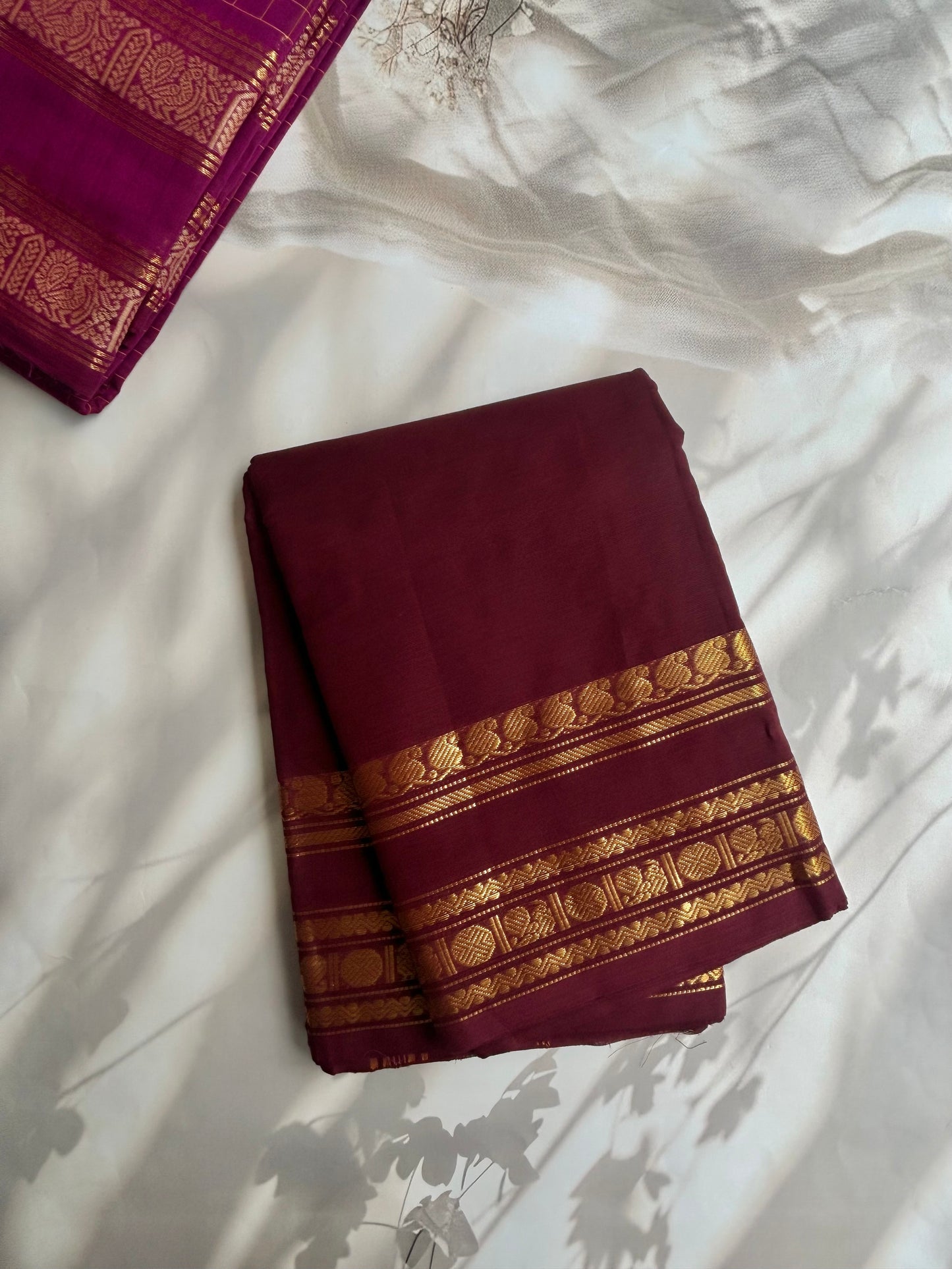 Kanchi cotton saree deep maroon