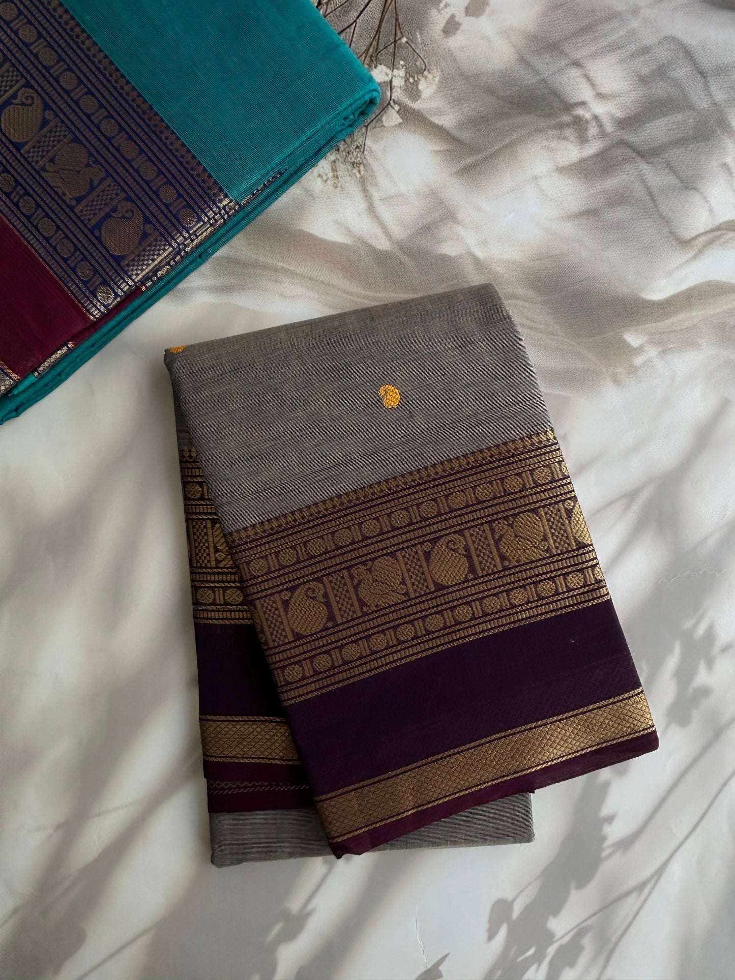 Kanchi cotton saree with butta weaves