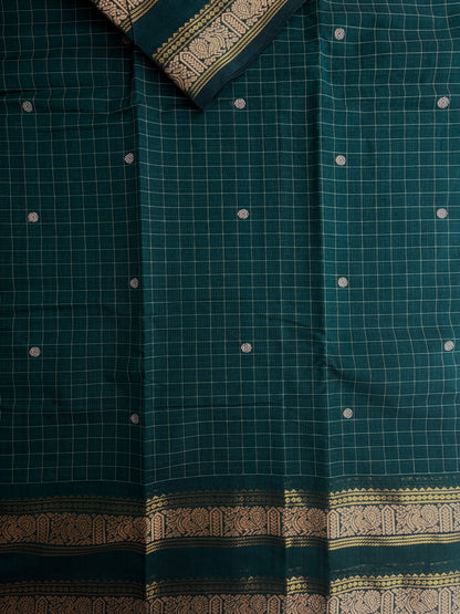 Kanchi cotton saree with kattam & butta weaves Green