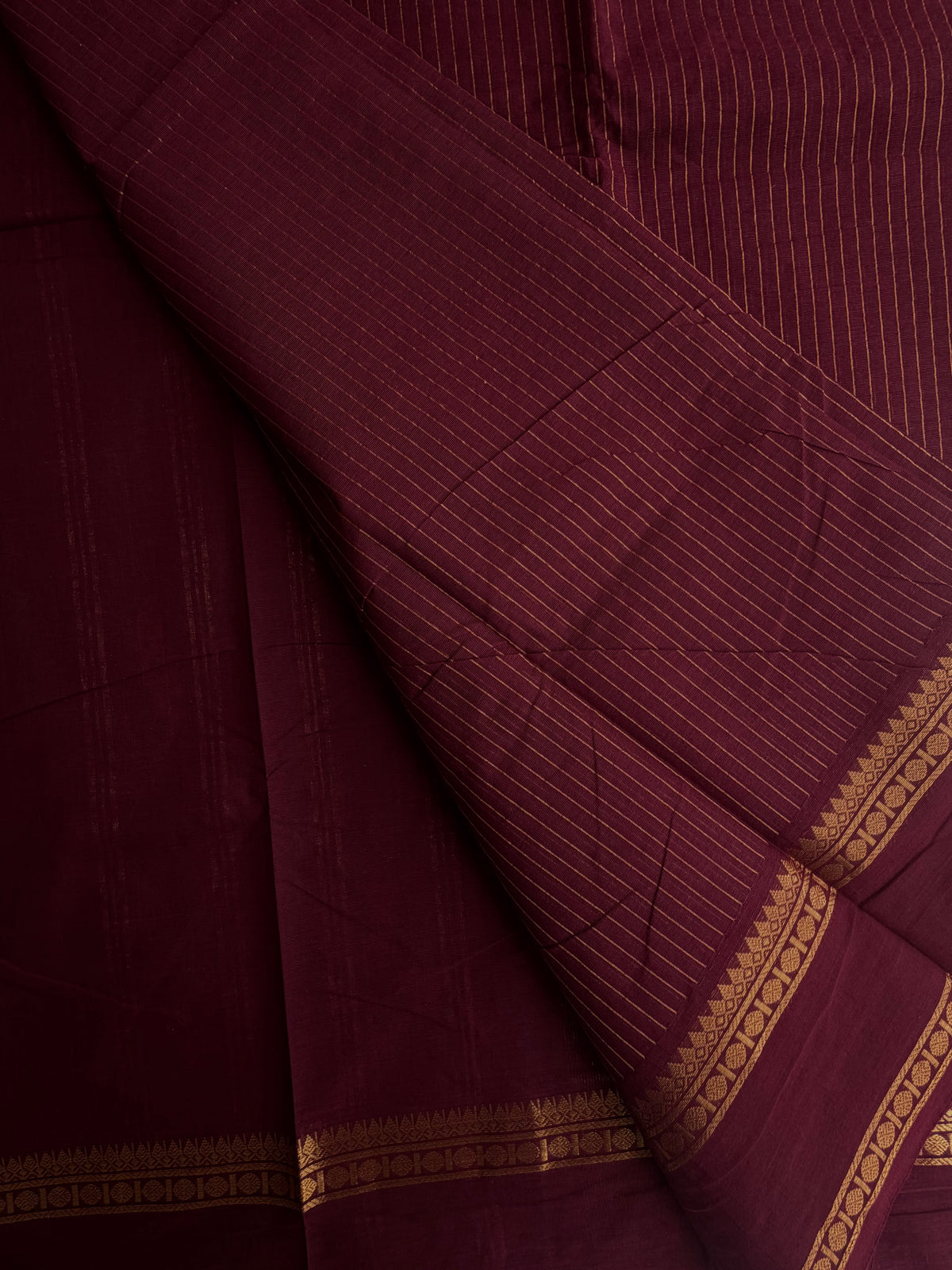 Kanchi cotton saree with Vairaoosi weaves maroonish brown