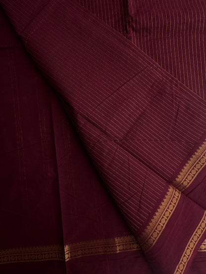 Kanchi cotton saree with Vairaoosi weaves maroonish brown