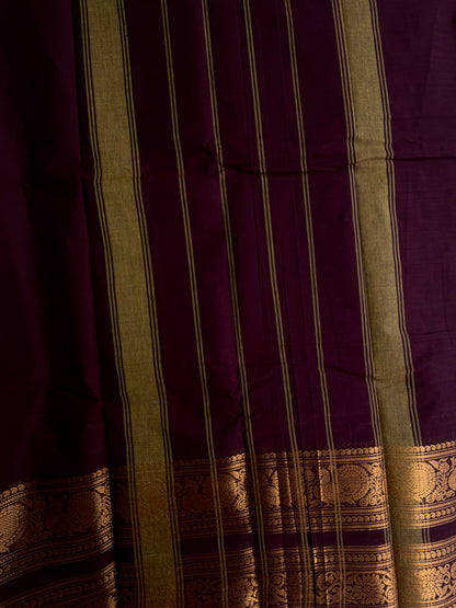 Kanchi cotton saree with rettapet border brown