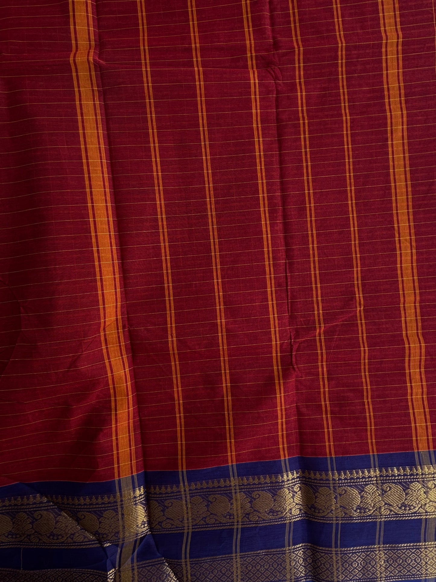 Kanchi cotton saree with kattam & butta weaves