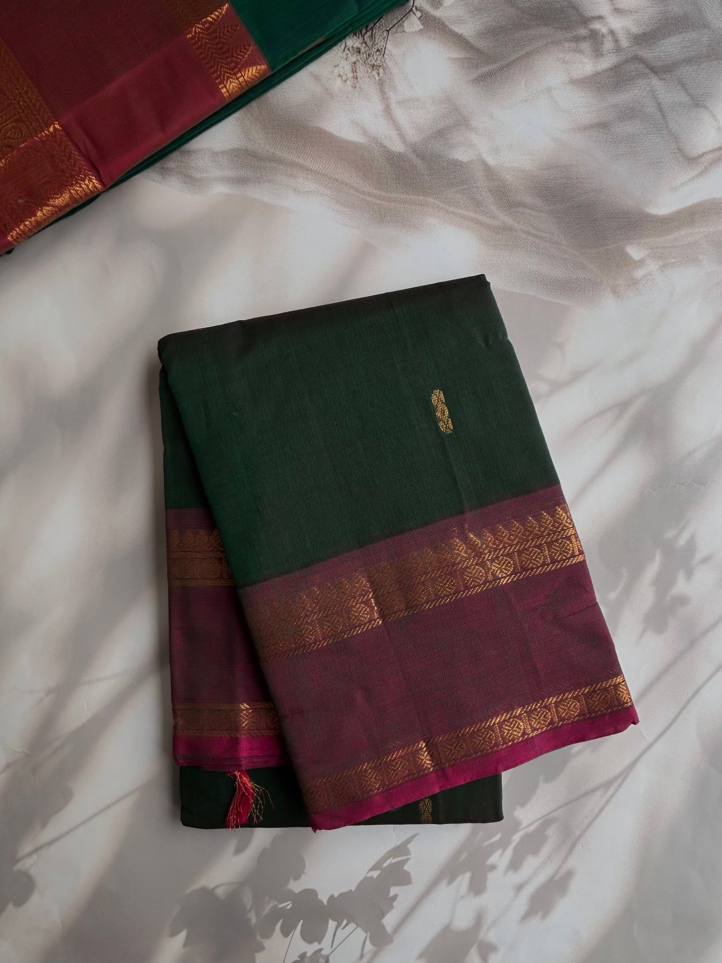Kanchi cotton saree with zari butta weaves