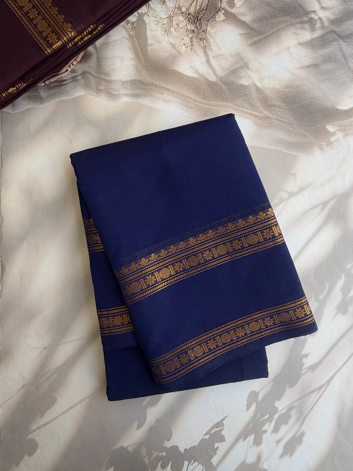 Kanchi cotton saree with zari border blue