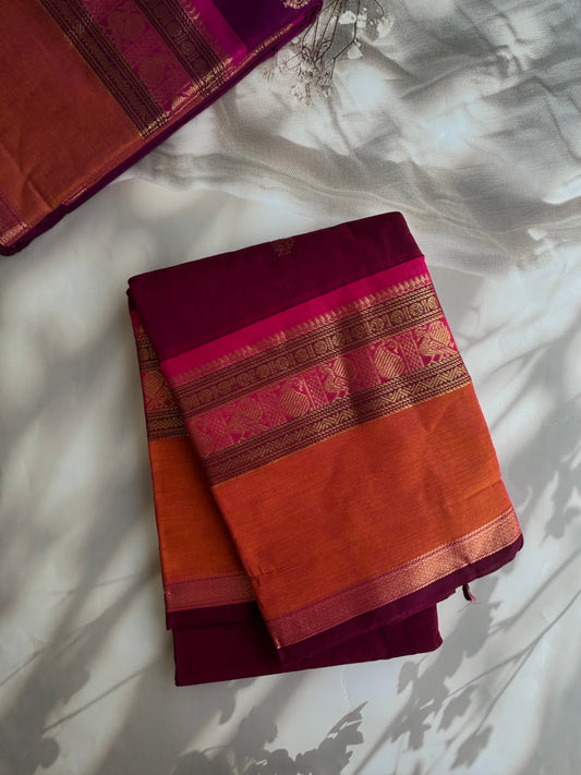 Kanchi cotton with annam zari butta weaves & grand pallu