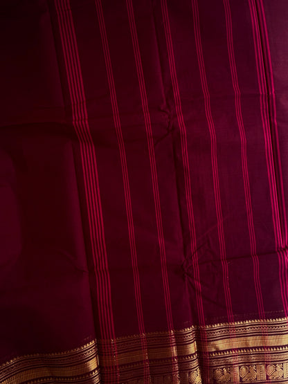 Kanchi cotton saree with zari border maroonish brown