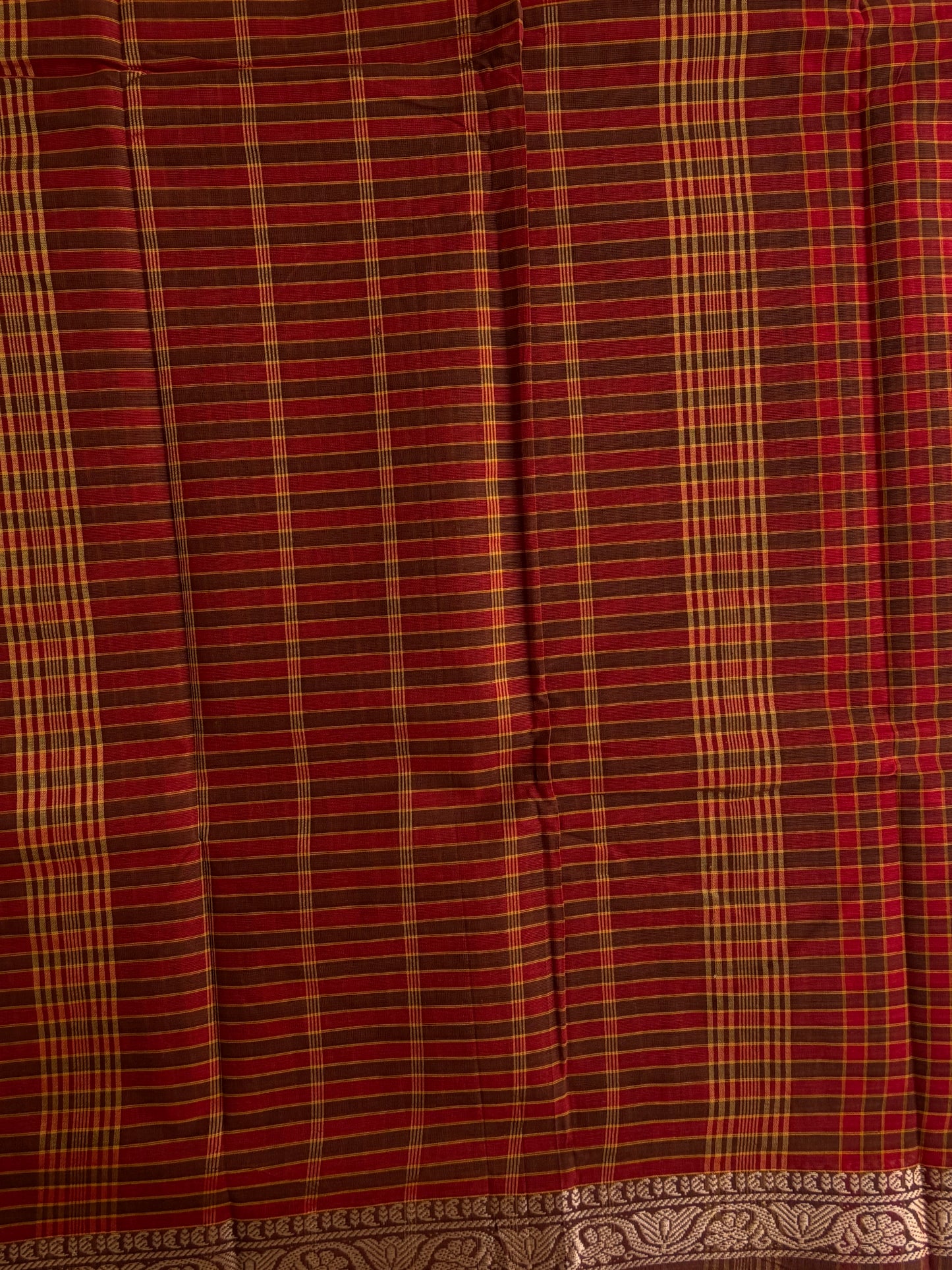 Kanchi cotton saree in kattam pattern - multicolor