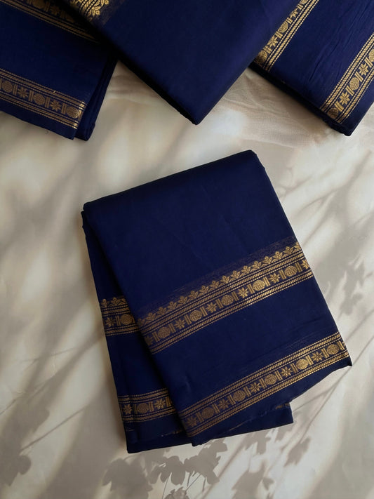 Blue Kanchi cotton saree with zari border