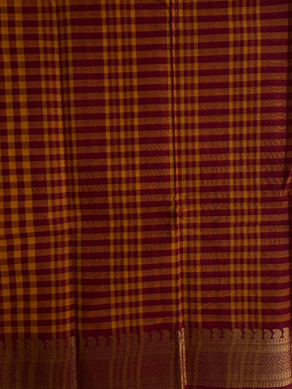 Kanchi cotton saree in kattam pattern - multicolor