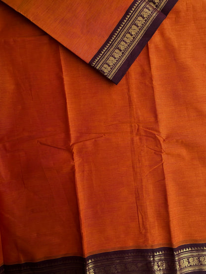 Kanchi cotton saree with minimal zari border
