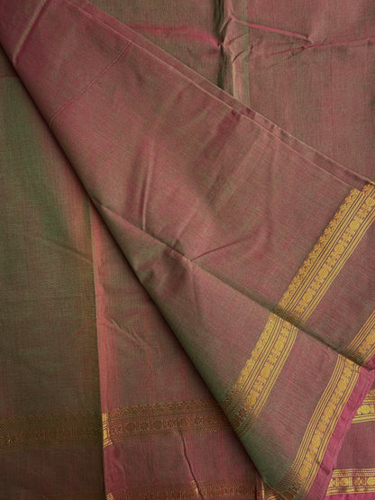 Kanchi cotton saree with zari border dual tone