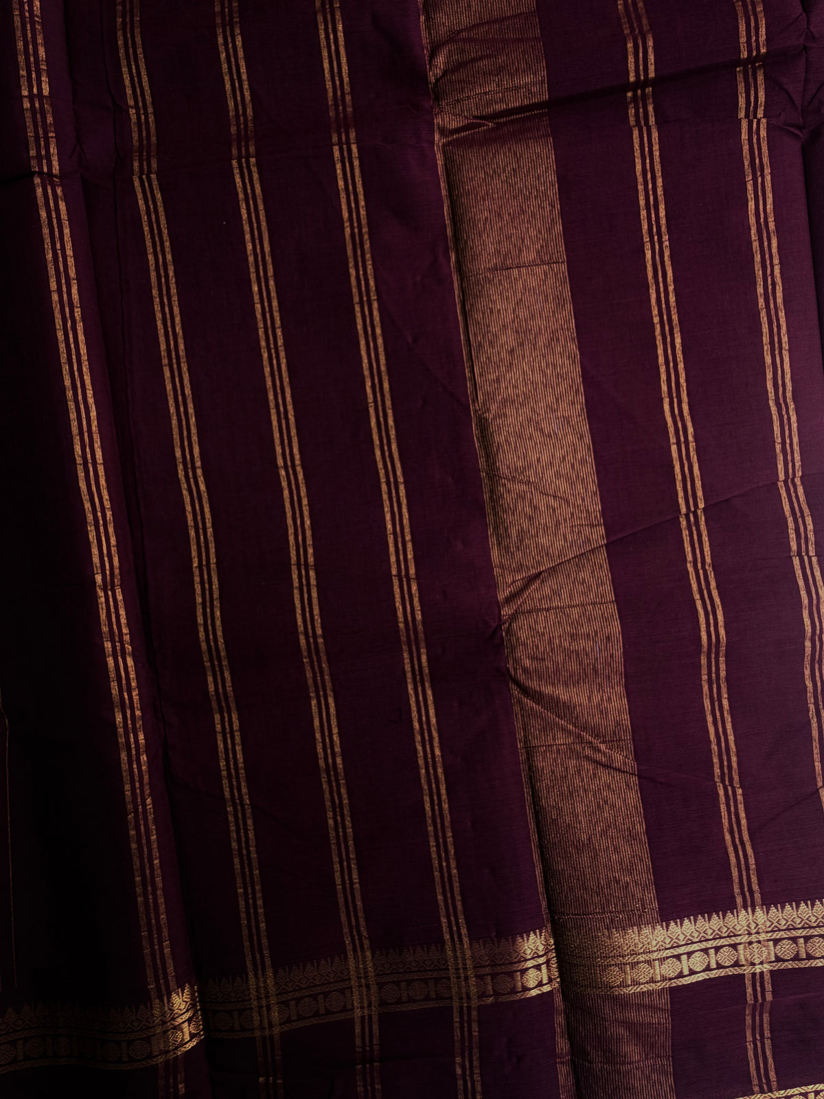 Kanchi Cotton saree with Vairaoosi weaves brown