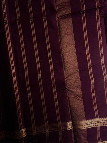 Kanchi Cotton saree with Vairaoosi weaves brown