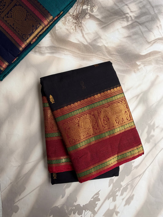 Kanchi cotton saree with butta weaves