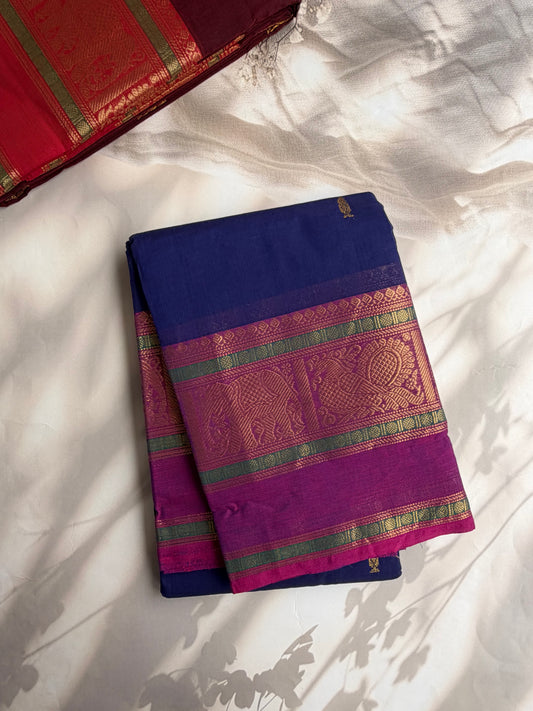Kanchi cotton saree with butta weaves