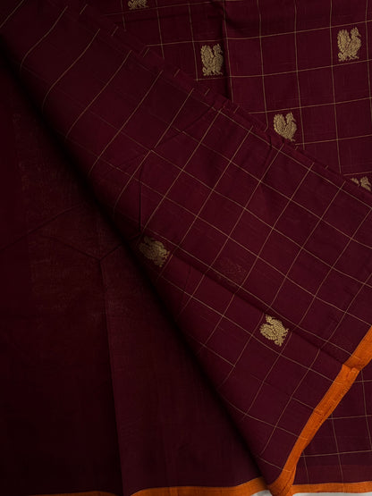Kanchi cotton saree in premium zari weaves & grand pallu maroon