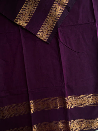 Kanchi cotton with peacock design zari weaves