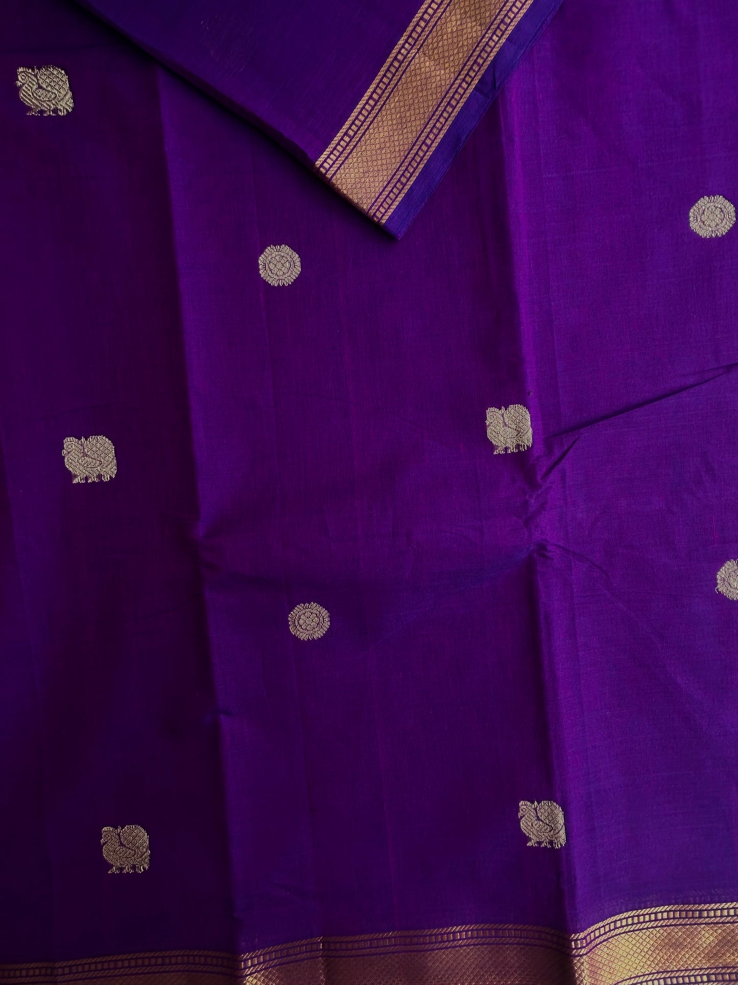 Kanchi cotton saree with annam zari weaves & zari pallu - purple