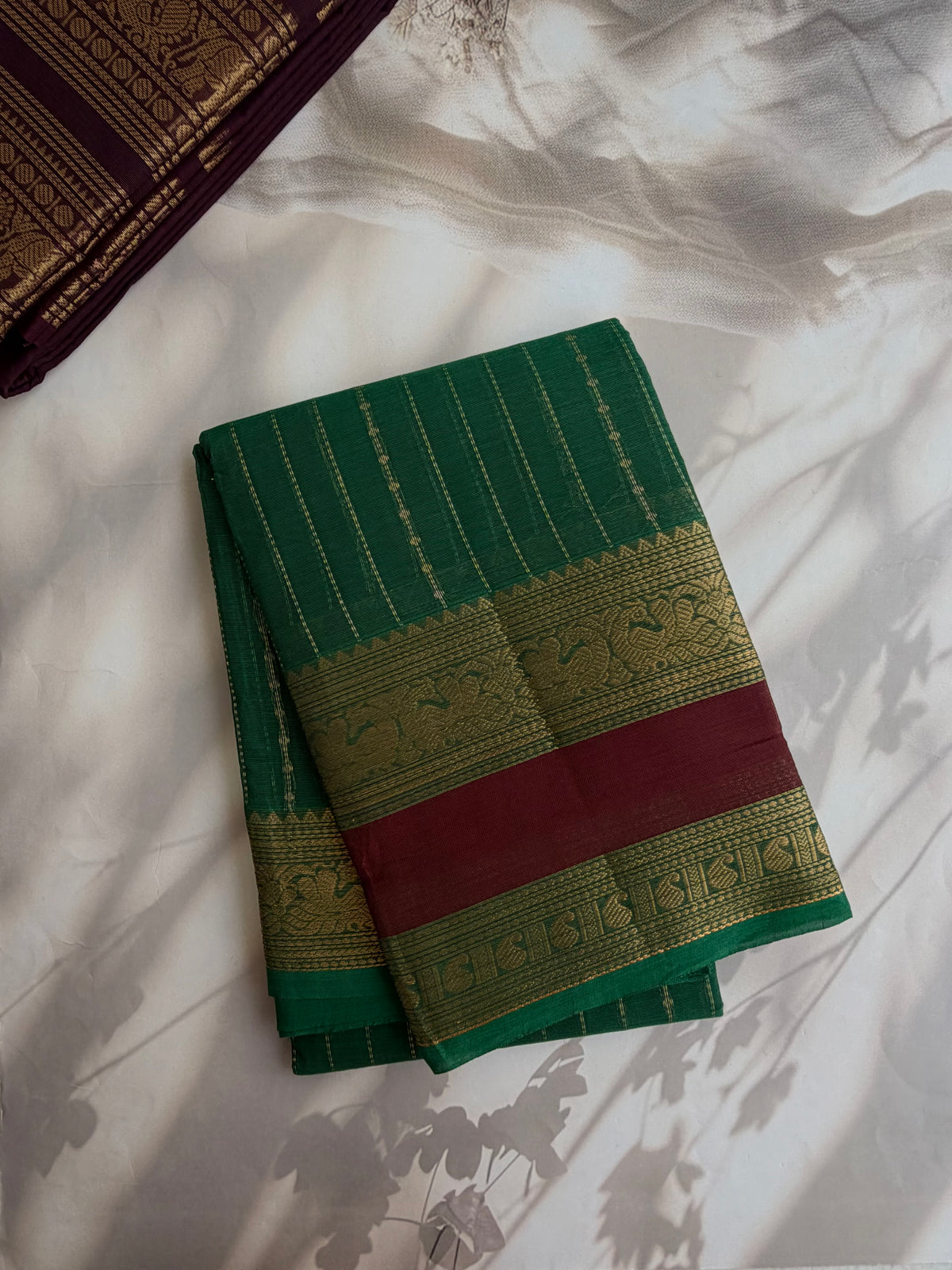 Kanchi cotton saree in Vairaoosi weaves & grand pallu Green