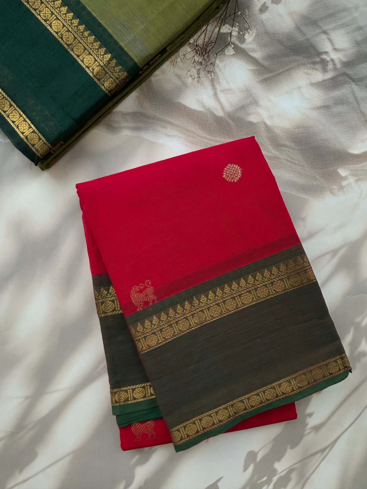 Premium Kanchi cotton with annam zari weaves and grand pallu