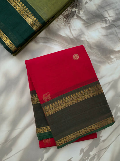 Premium Kanchi cotton with annam zari weaves and grand pallu
