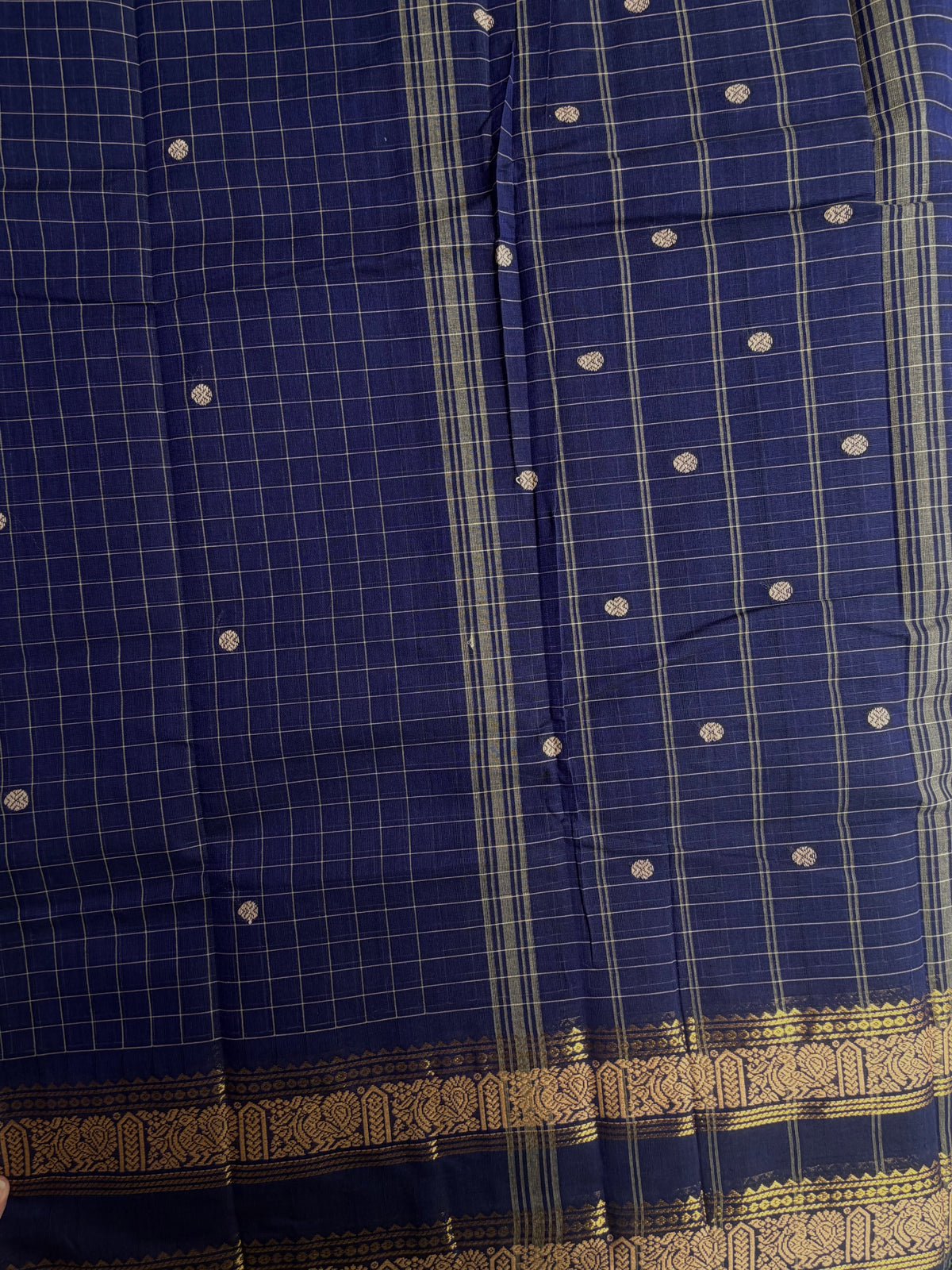 Kanchi cotton saree with kattam & butta weaves