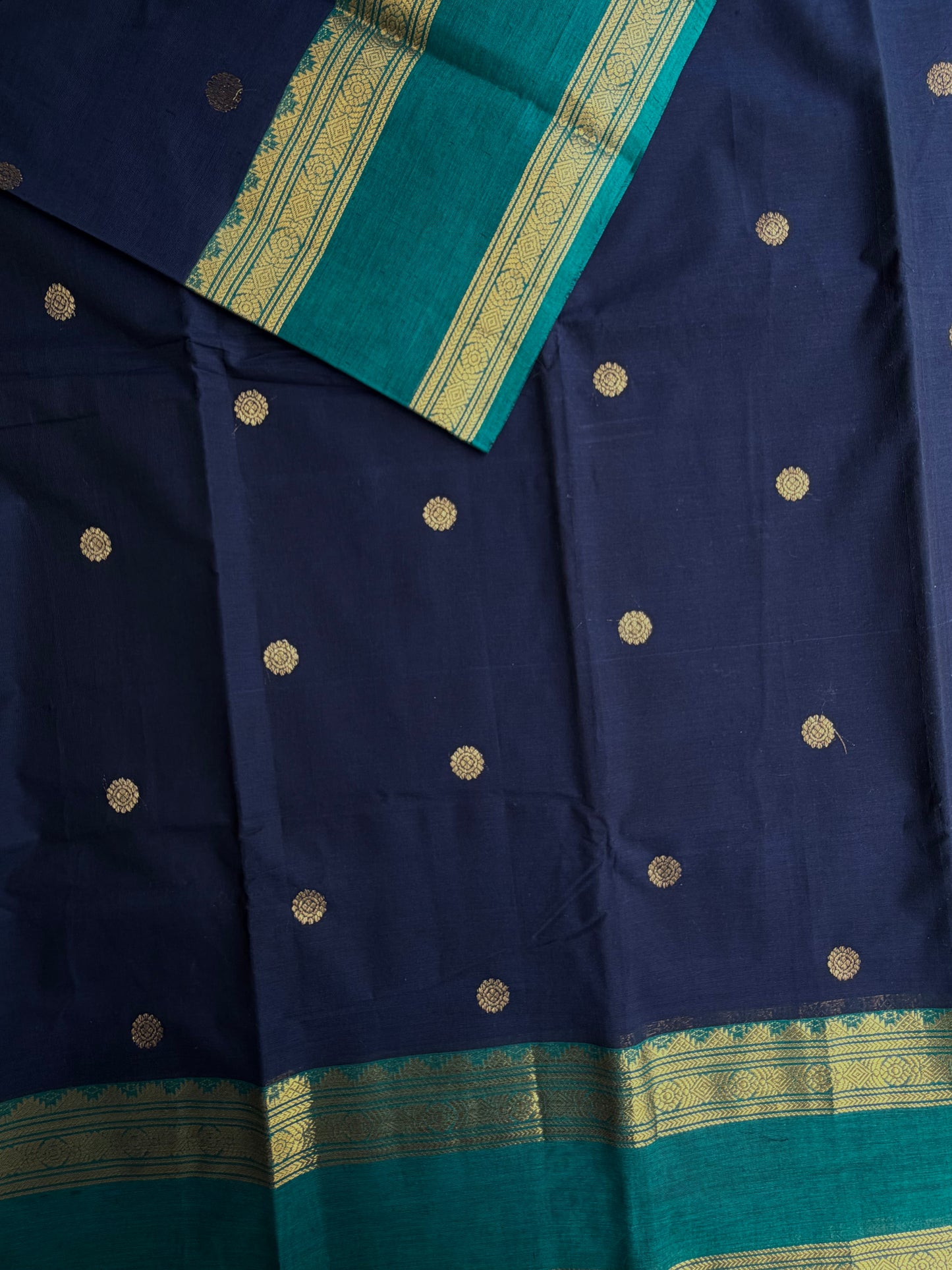 Kanchi cotton saree with butta weaves & zari pallu