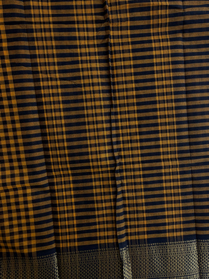 Kanchi cotton saree in kattam pattern - multicolor