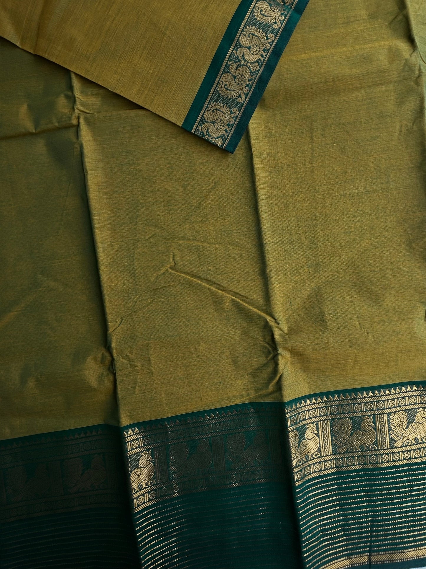 Kanchi cotton saree with zari lines weaves