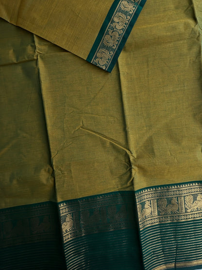 Kanchi cotton saree with zari lines weaves