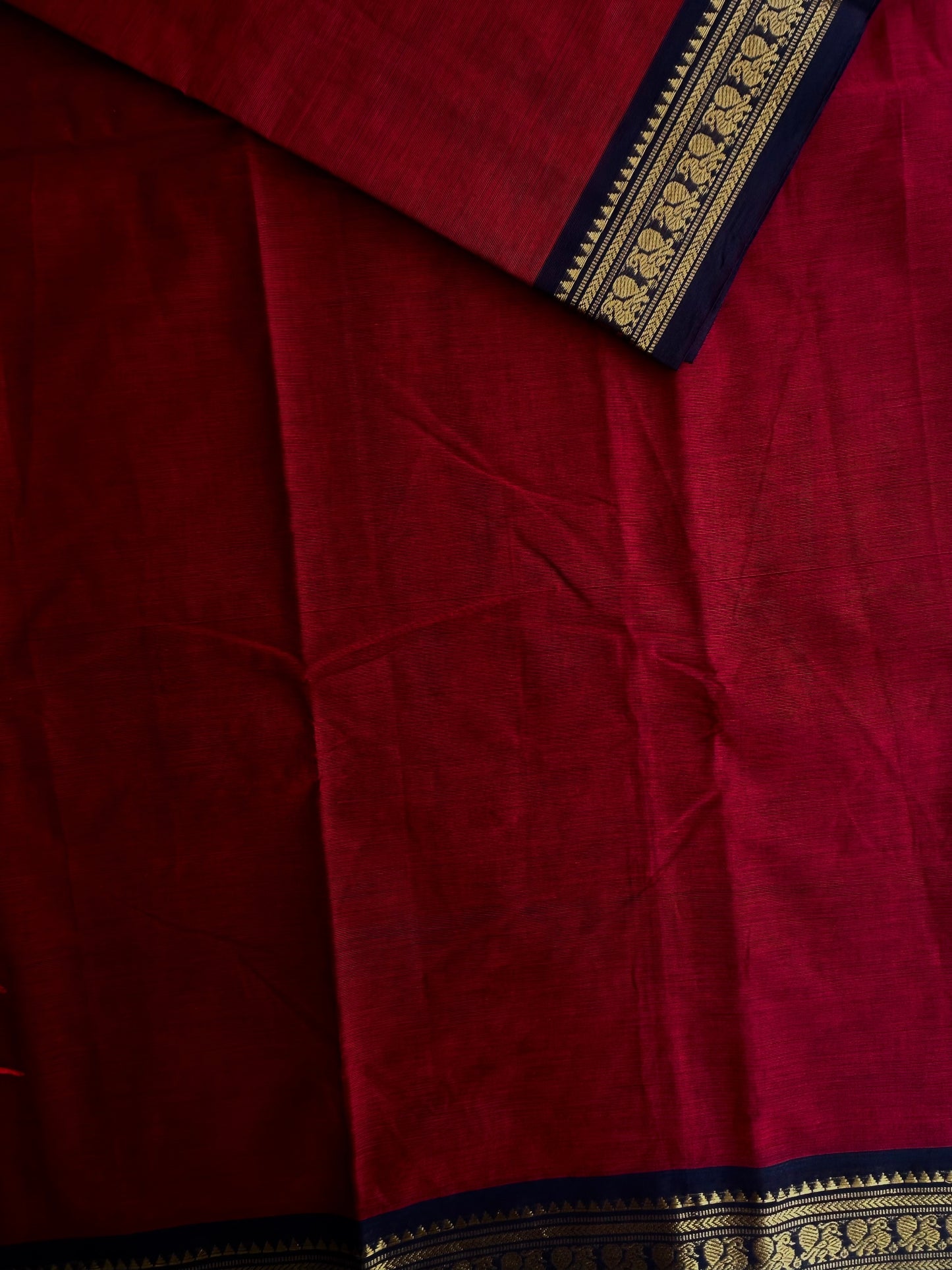 Kanchi cotton saree - maroon with black border