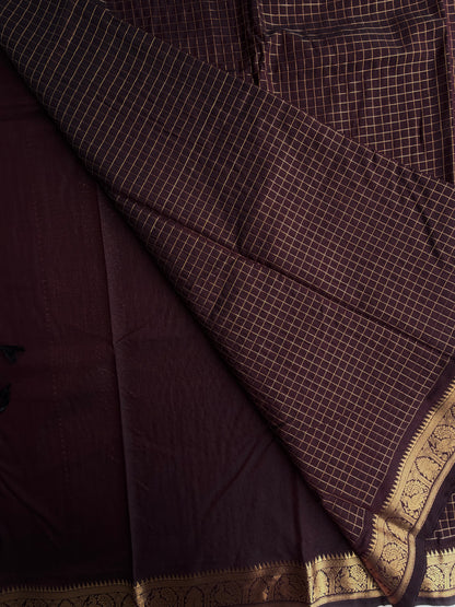 120 mercerised Kanchi cotton saree in zari checks with a grand pallu