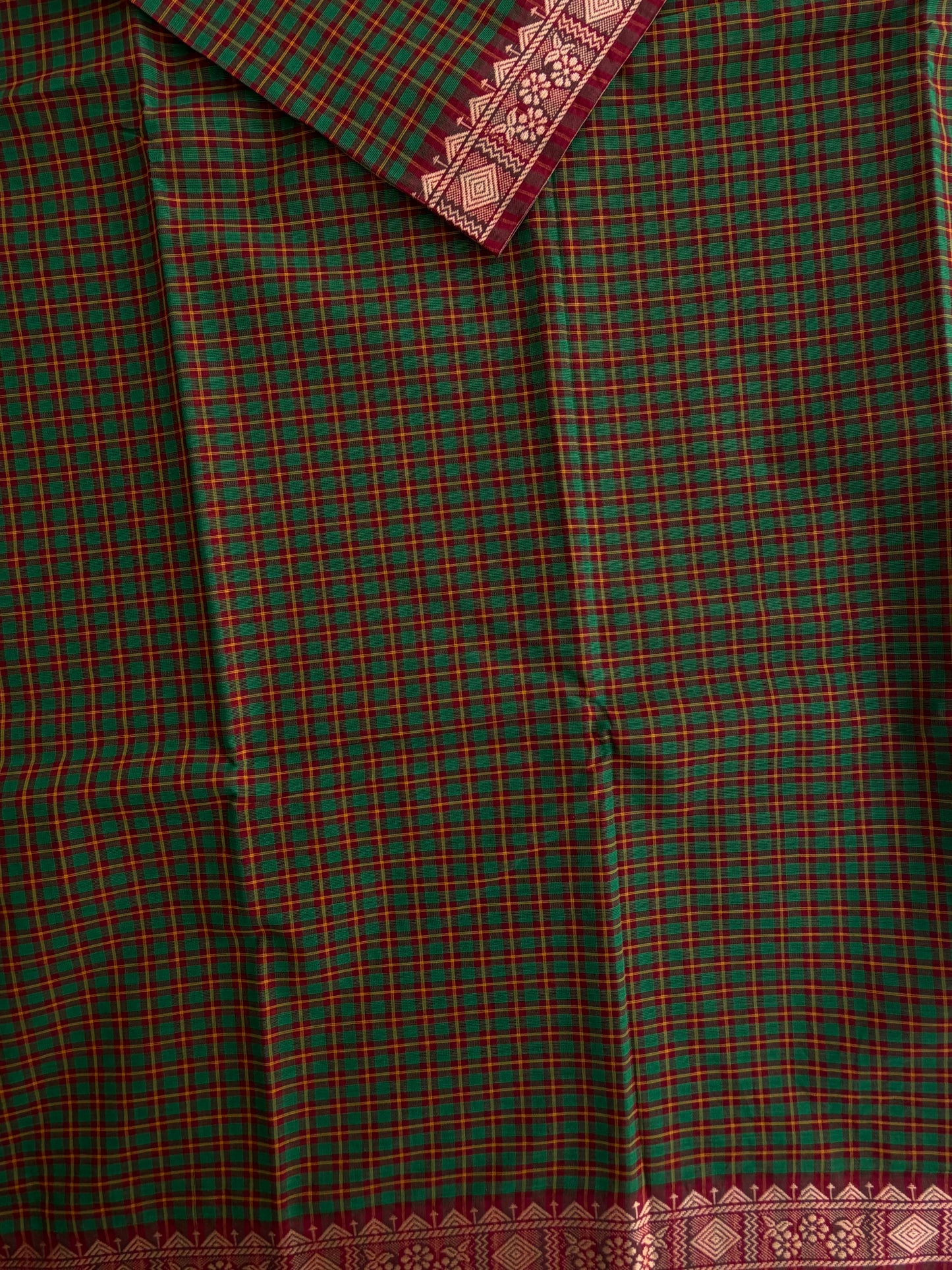 Kanchi cotton saree in kattam pattern - multicolor