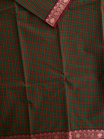Kanchi cotton saree in kattam pattern - multicolor