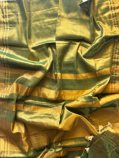 Green mul mul tissue saree