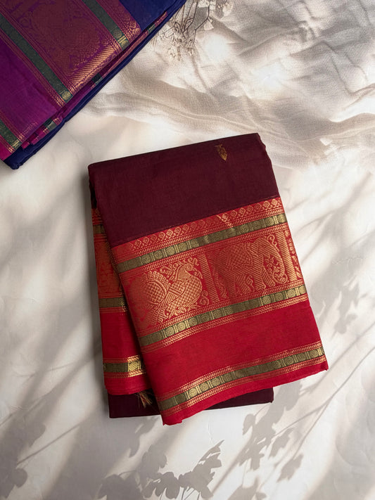 Kanchi cotton saree with butta weaves
