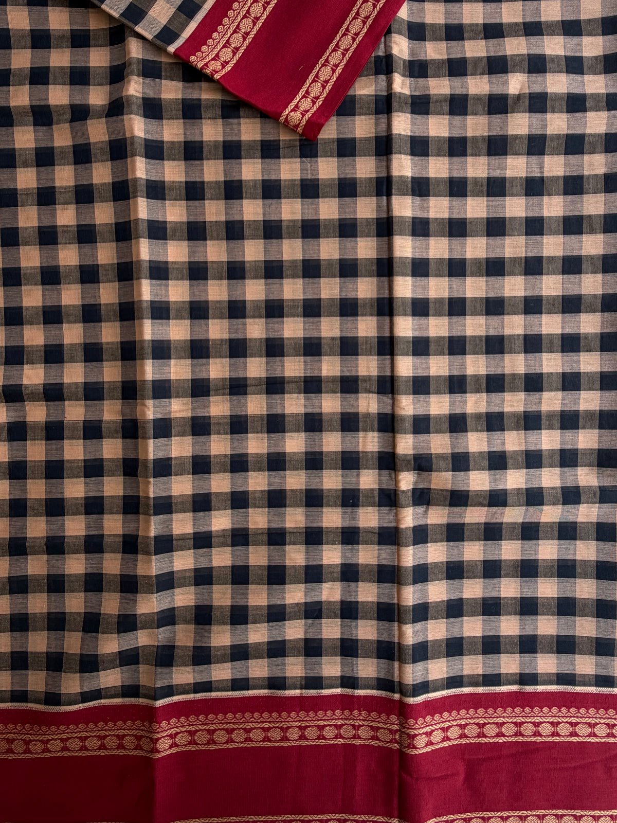 Kanchi cotton saree with kattam weaves