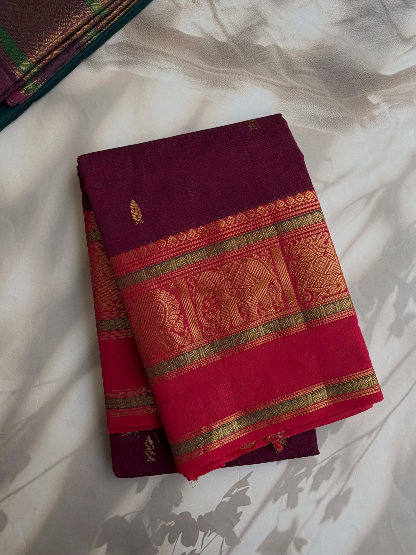 Kanchi cotton saree with butta weaves