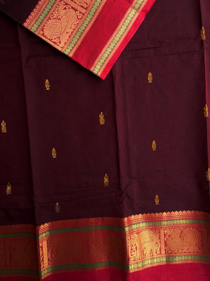 Kanchi cotton saree with butta weaves