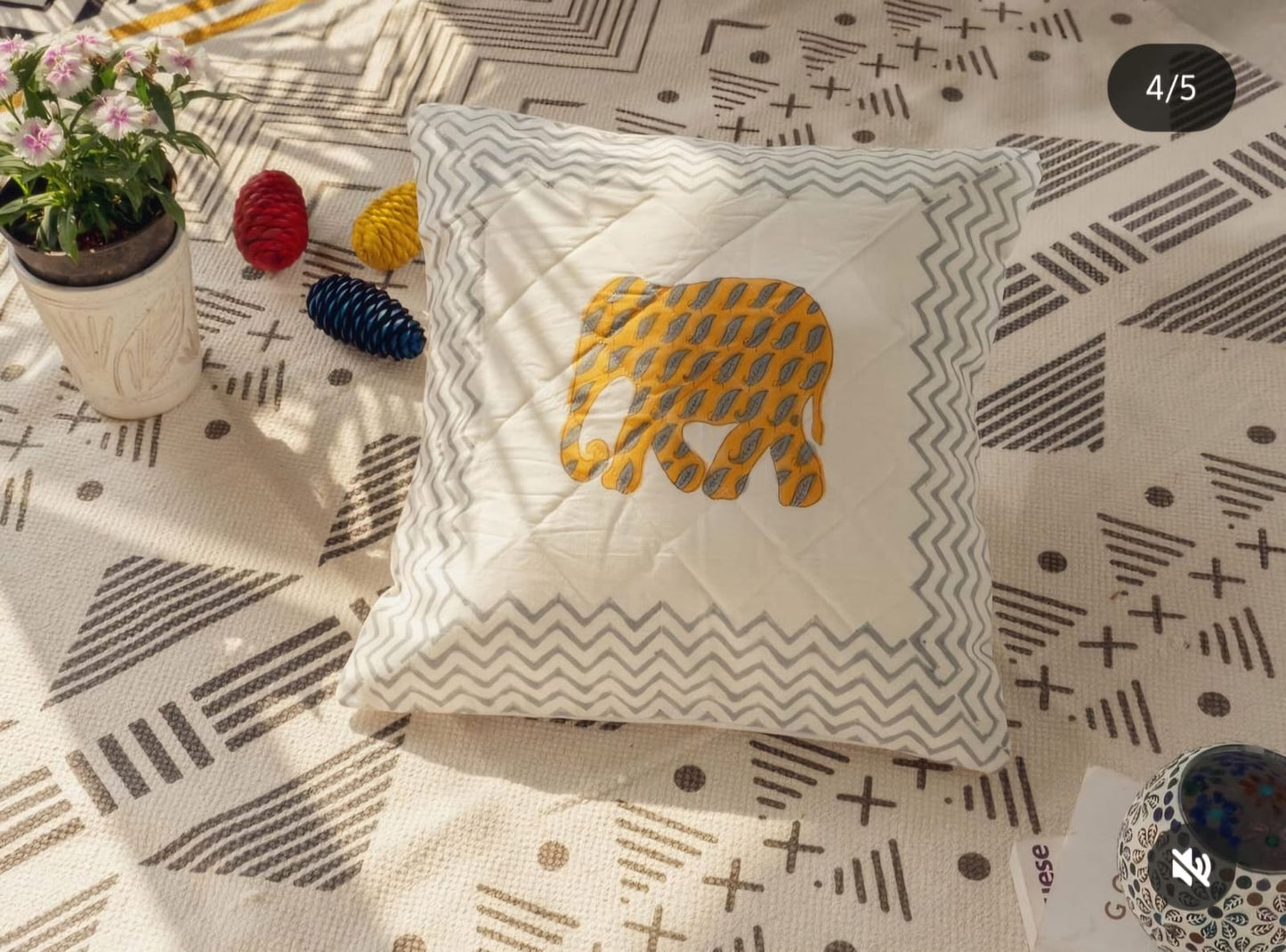 Block printed Quilted Cushion covers