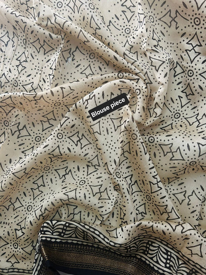 Maheshwari silk cotton saree in block prints