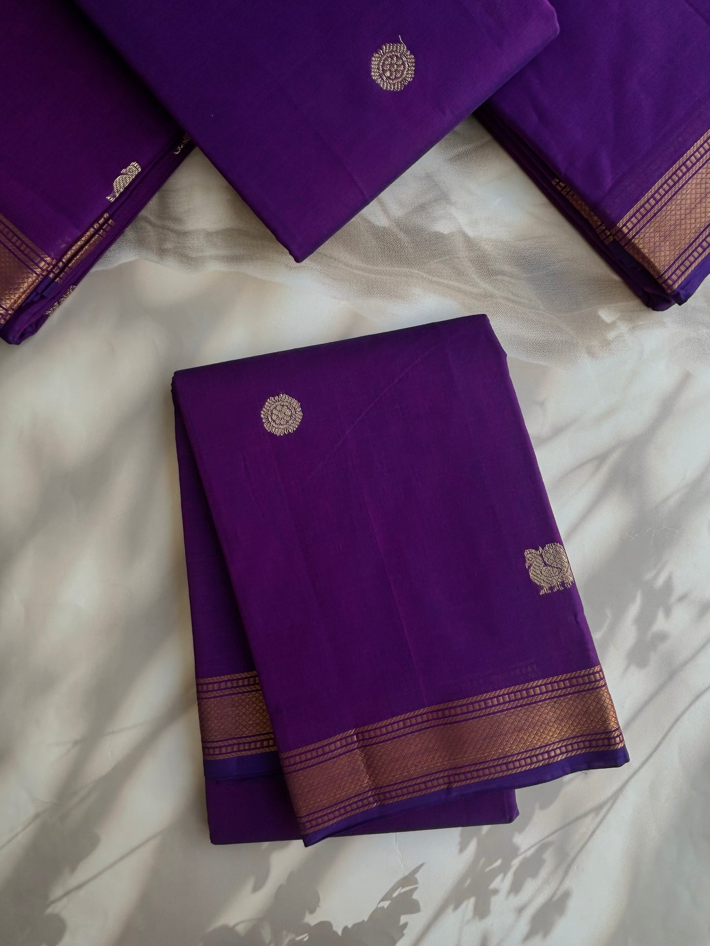 Kanchi cotton saree with annam zari weaves & zari pallu - purple