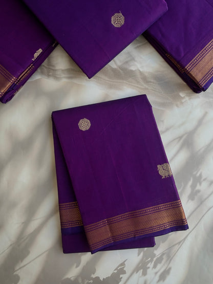 Kanchi cotton saree with annam zari weaves & zari pallu - purple