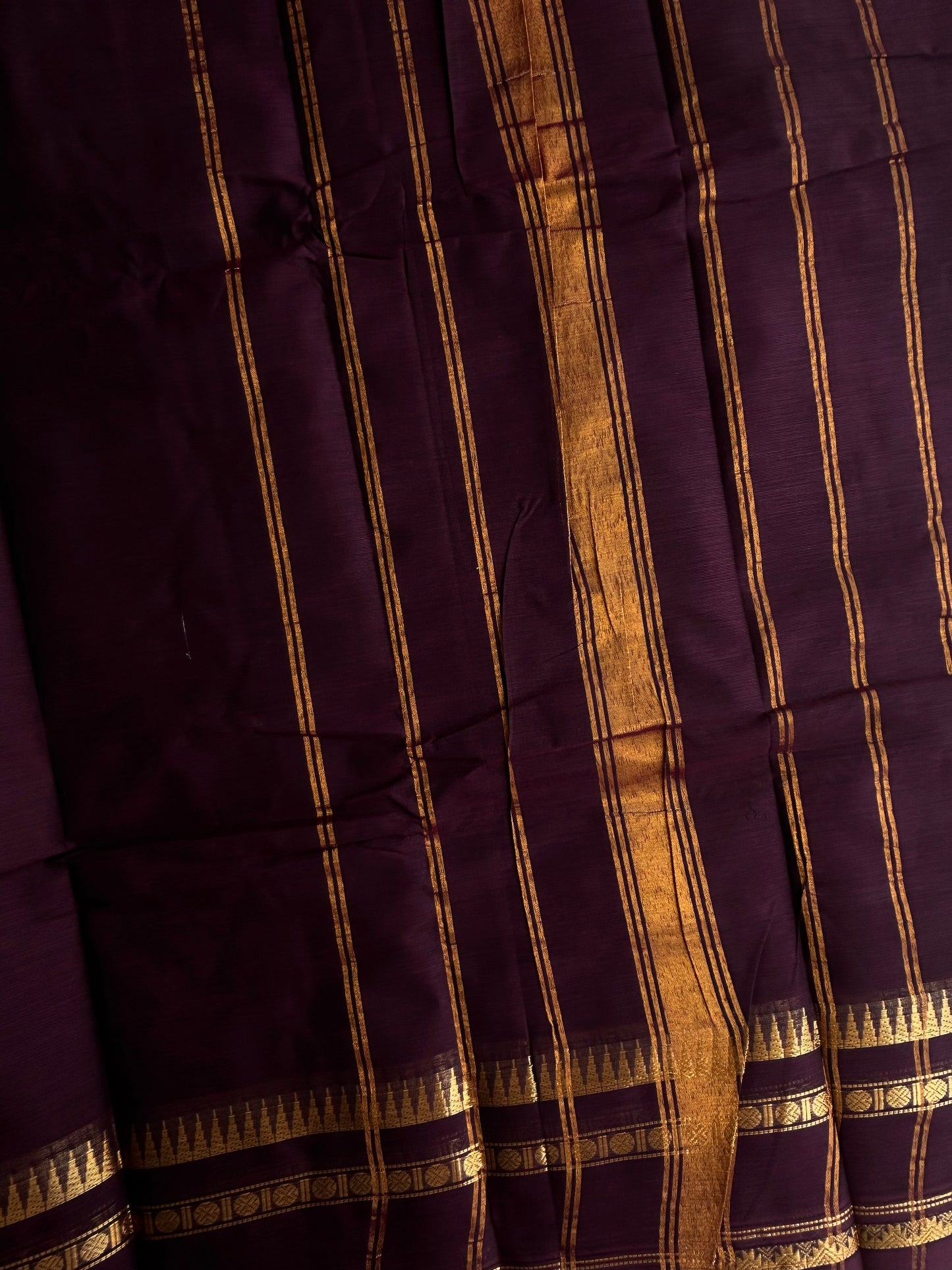 Kanchi cotton saree with zari weaves brown