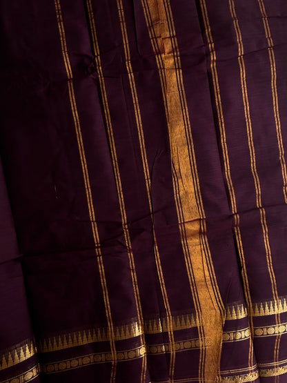 Kanchi cotton saree with zari weaves brown