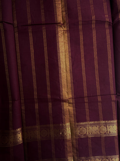 Kanchi cotton saree with zari weaves - maroon