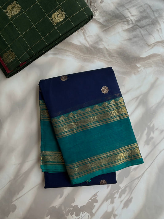 Kanchi cotton saree with annam zari butta weaves & grand pallu